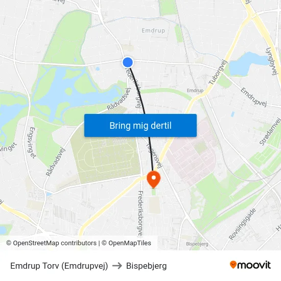 Emdrup Torv (Emdrupvej) to Bispebjerg map