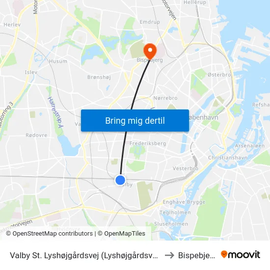 Valby St. Lyshøjgårdsvej (Lyshøjgårdsvej) to Bispebjerg map
