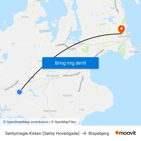 Sørbymagle Kirken (Sørby Hovedgade) to Bispebjerg map