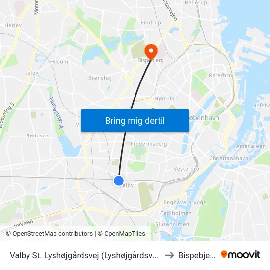 Valby St. Lyshøjgårdsvej (Lyshøjgårdsvej) to Bispebjerg map