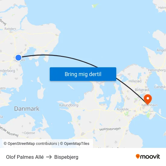 Olof Palmes Allé to Bispebjerg map
