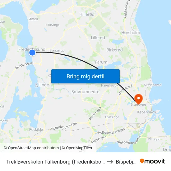 Trekløverskolen Falkenborg (Frederiksborggade) to Bispebjerg map
