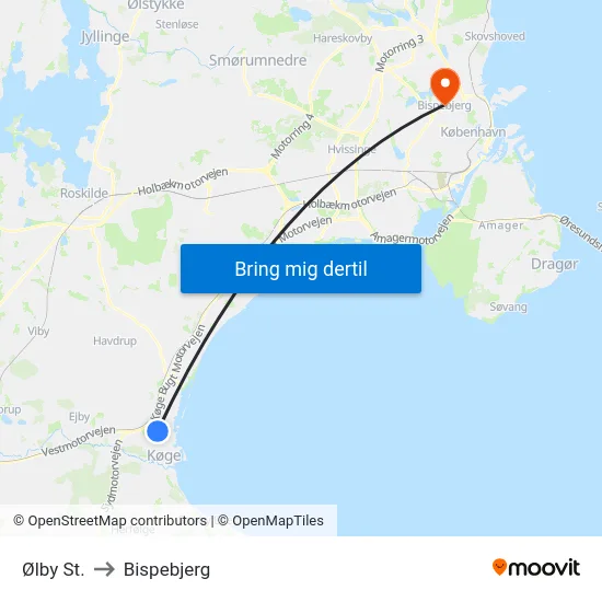 Ølby St. to Bispebjerg map
