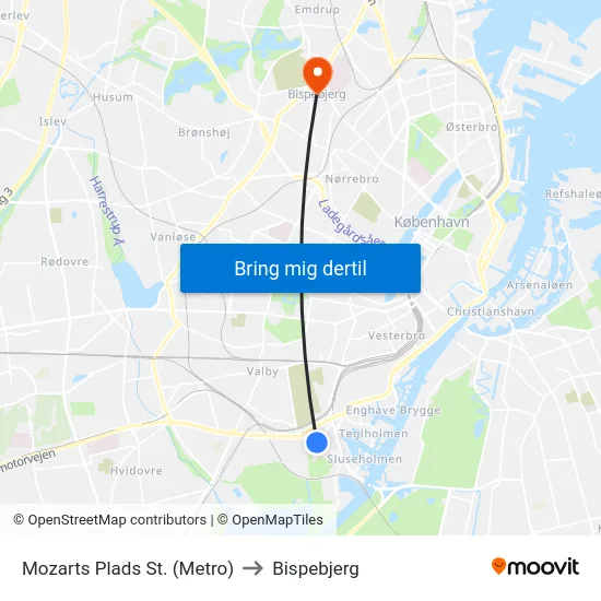 Mozarts Plads St. (Metro) to Bispebjerg map