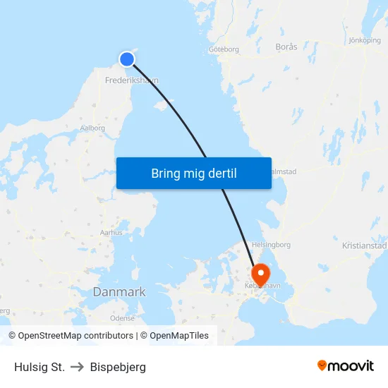 Hulsig St. to Bispebjerg map