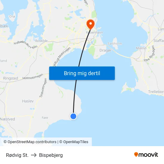 Rødvig St. to Bispebjerg map