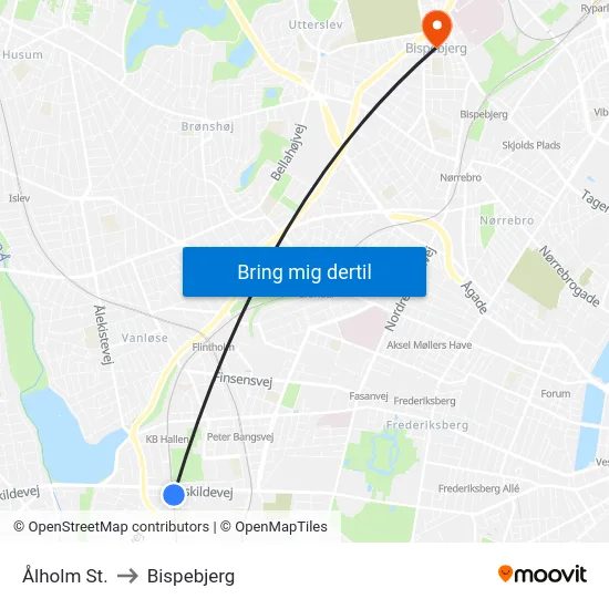 Ålholm St. to Bispebjerg map