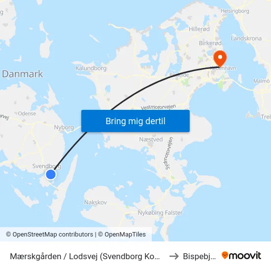 Mærskgården / Lodsvej (Svendborg Kommune) to Bispebjerg map