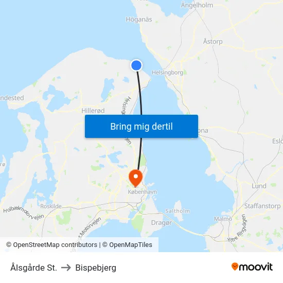 Ålsgårde St. to Bispebjerg map