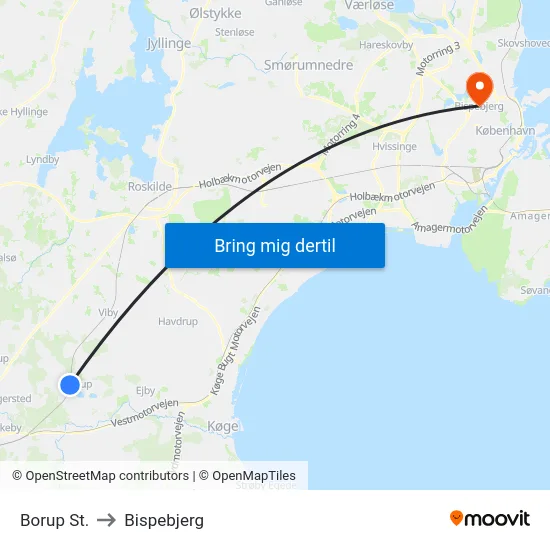 Borup St. to Bispebjerg map