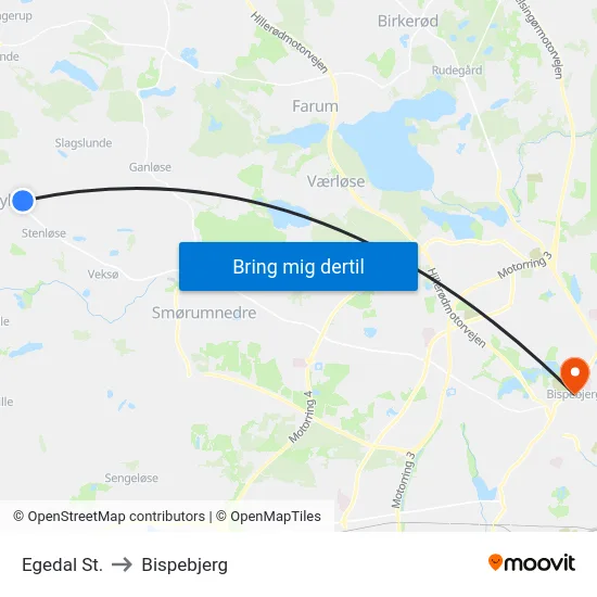 Egedal St. to Bispebjerg map