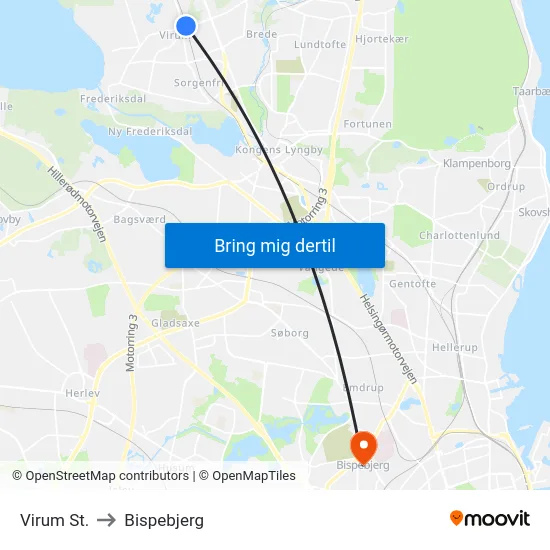 Virum St. to Bispebjerg map