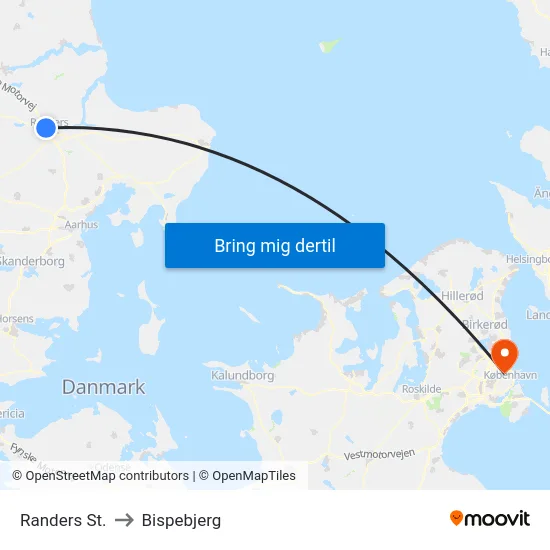 Randers St. to Bispebjerg map