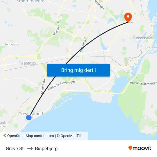 Greve St. to Bispebjerg map