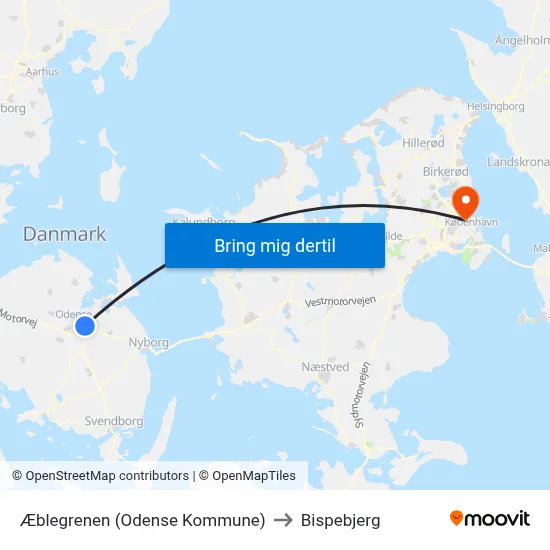 Æblegrenen (Odense Kommune) to Bispebjerg map