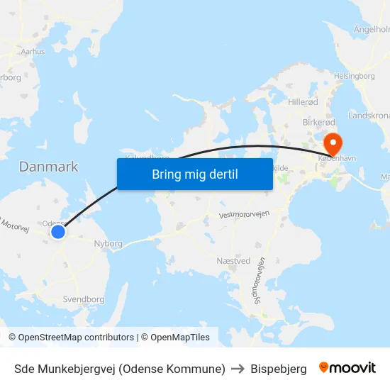Sde Munkebjergvej (Odense Kommune) to Bispebjerg map