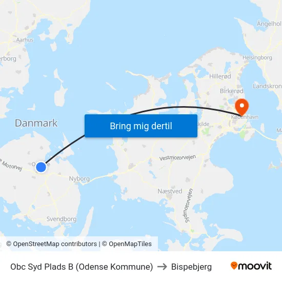Obc Syd Plads B (Odense Kommune) to Bispebjerg map
