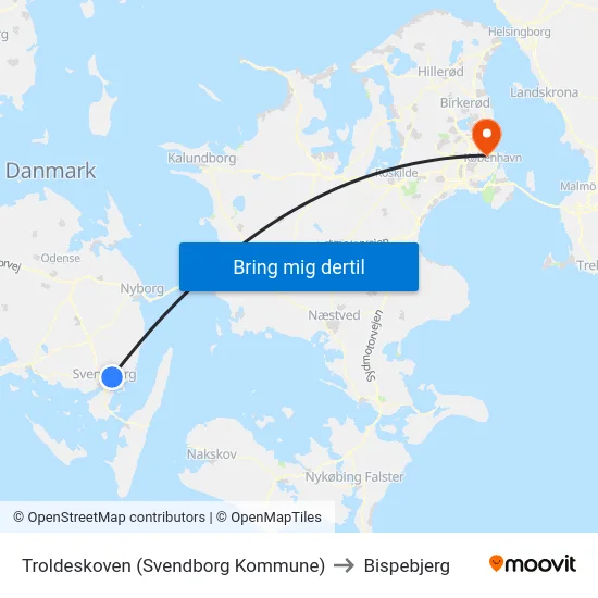 Troldeskoven (Svendborg Kommune) to Bispebjerg map