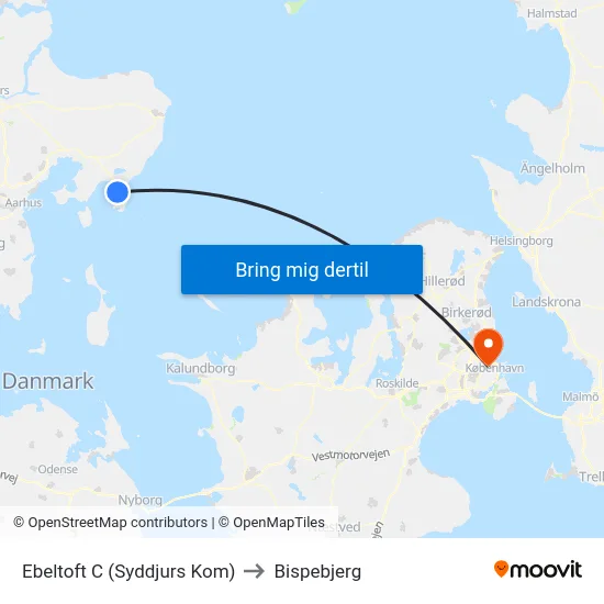 Ebeltoft C (Syddjurs Kom) to Bispebjerg map