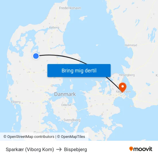 Sparkær (Viborg Kom) to Bispebjerg map