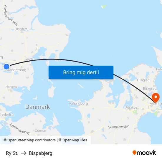 Ry St. to Bispebjerg map