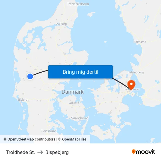 Troldhede St. to Bispebjerg map