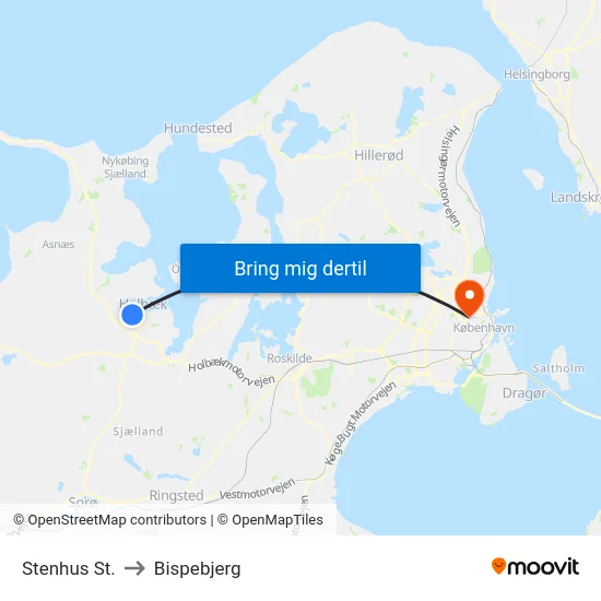 Stenhus St. to Bispebjerg map