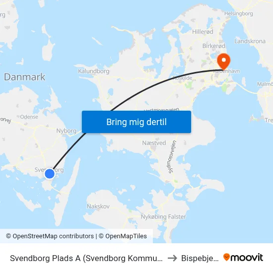 Svendborg Plads A (Svendborg Kommune) to Bispebjerg map