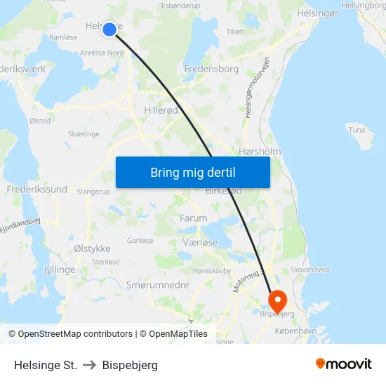 Helsinge St. to Bispebjerg map