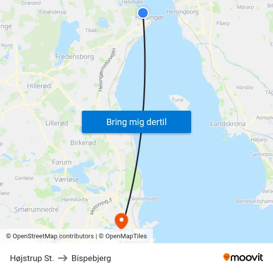 Højstrup St. to Bispebjerg map