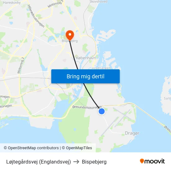 Løjtegårdsvej (Englandsvej) to Bispebjerg map