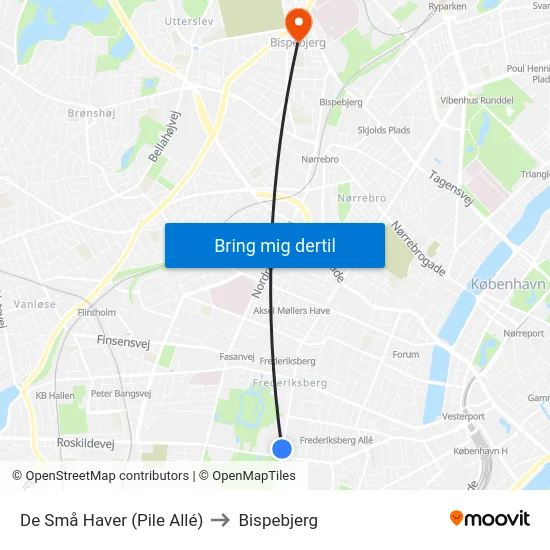 De Små Haver (Pile Allé) to Bispebjerg map