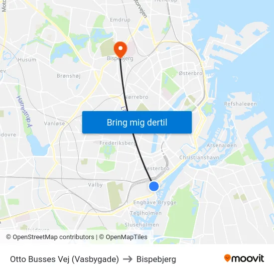 Otto Busses Vej (Vasbygade) to Bispebjerg map