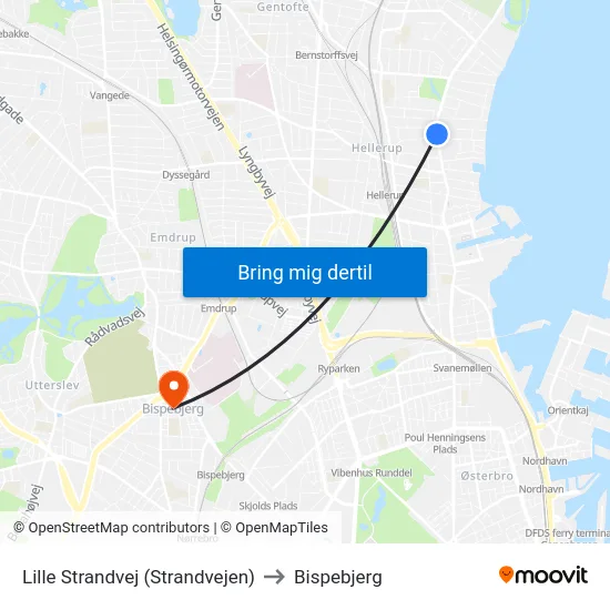 Lille Strandvej (Strandvejen) to Bispebjerg map
