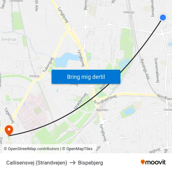 Callisensvej (Strandvejen) to Bispebjerg map