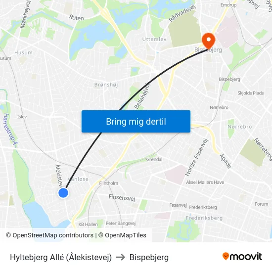Hyltebjerg Allé (Ålekistevej) to Bispebjerg map