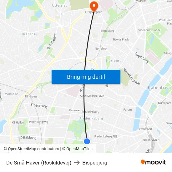 De Små Haver (Roskildevej) to Bispebjerg map