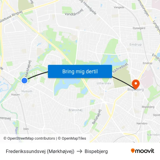 Frederikssundsvej (Mørkhøjvej) to Bispebjerg map