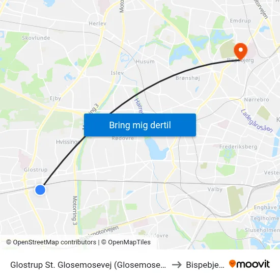 Glostrup St. Glosemosevej (Glosemosevej) to Bispebjerg map