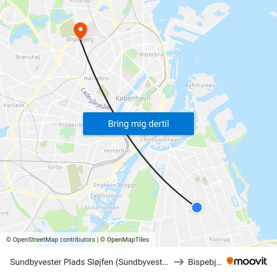Sundbyvester Plads Sløjfen (Sundbyvester Plads) to Bispebjerg map