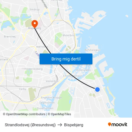 Strandlodsvej (Øresundsvej) to Bispebjerg map