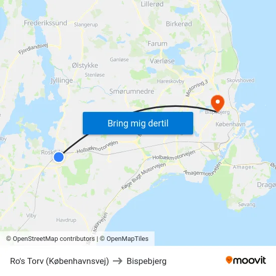 Ro's Torv (Københavnsvej) to Bispebjerg map