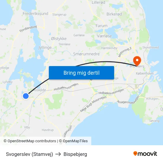 Svogerslev (Stamvej) to Bispebjerg map