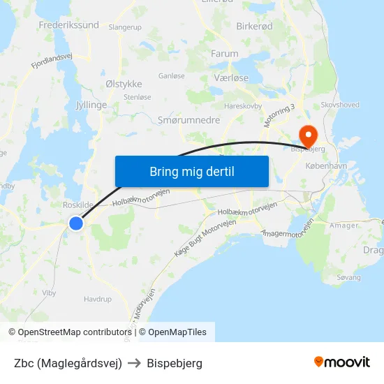 Zbc (Maglegårdsvej) to Bispebjerg map