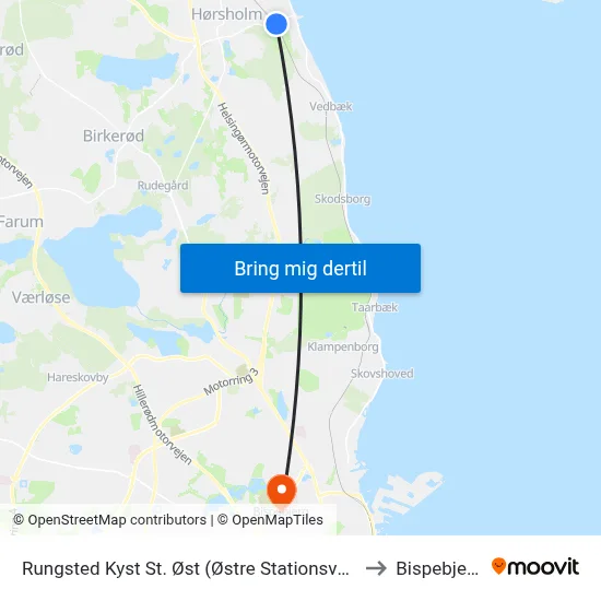 Rungsted Kyst St. Øst (Østre Stationsvej) to Bispebjerg map