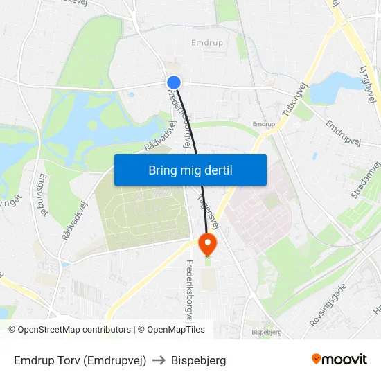 Emdrup Torv (Emdrupvej) to Bispebjerg map