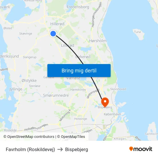 Favrholm (Roskildevej) to Bispebjerg map