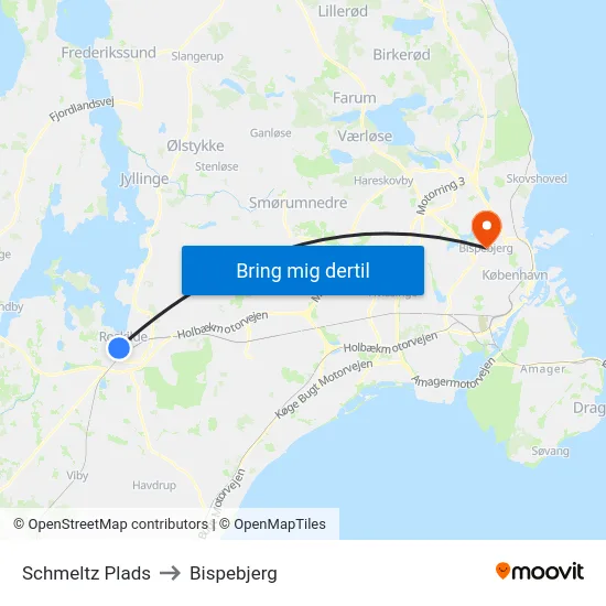Schmeltz Plads to Bispebjerg map