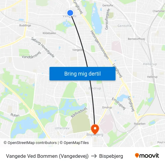 Vangede Ved Bommen (Vangedevej) to Bispebjerg map