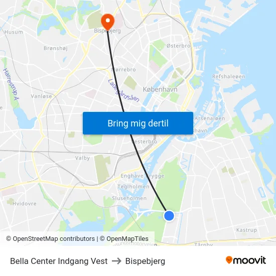 Bella Center Indgang Vest to Bispebjerg map